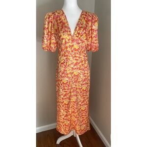 LINI Amalia Dress S/M Midi Baby‎ Doll High Low Puff Sleeve Wedding Garden Party